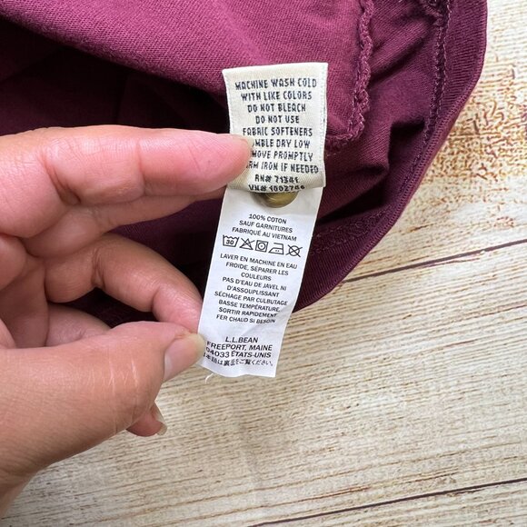 L.L.Bean Burgundy Long Sleeve Henley Shirt Traditional Fit Men's M Tall - Picture 7 of 12